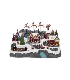 Escena de montaña con renos animados 60cm