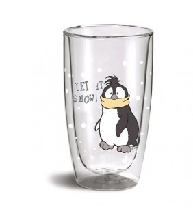 Vaso cristal Pinguino navideño en estuche de lata