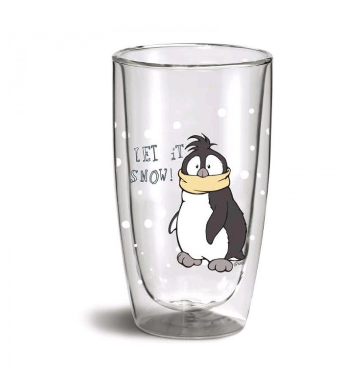 Vaso cristal Pinguino navideño en estuche de lata