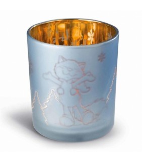 Vaso portavelas Gato de nieve navideño