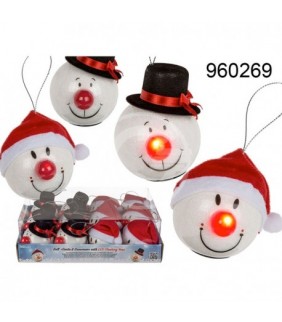 Bola Santa & Muñeco de nieve nariz LED 