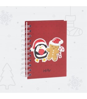 CUADERNO A6 NAVIDAD PINGÜINO MUÑECO ROJO
