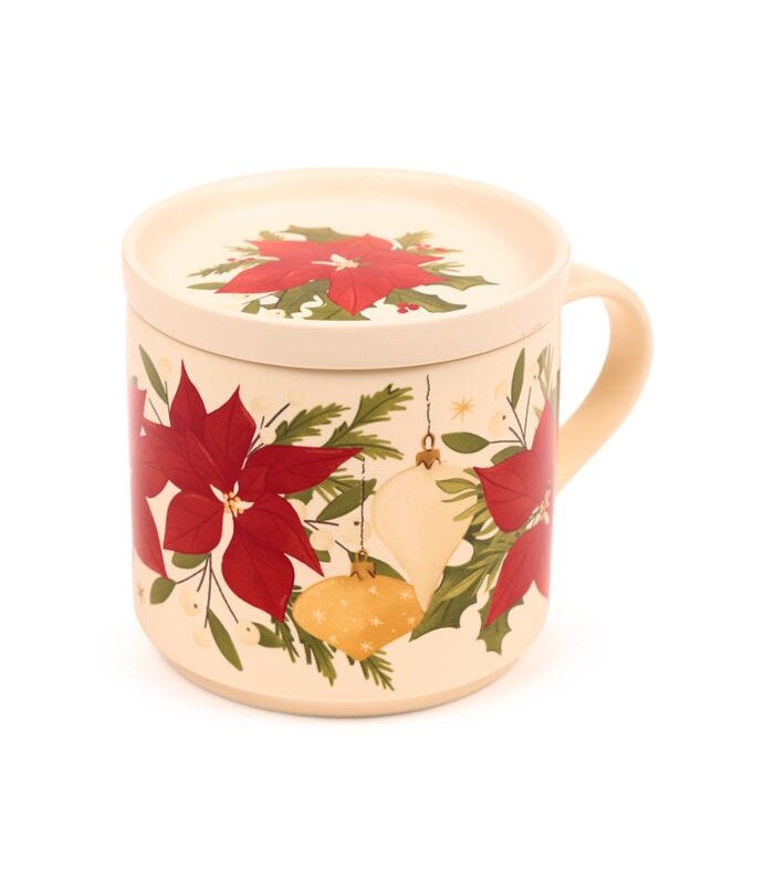 Taza de Porcelana y Posavasos Navidad Botánica
