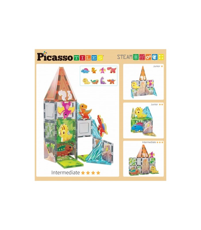 Picasso Tiles Bloques Magnéticos Dinosaurios 8 Fig