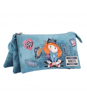 Estuche triple Ninette verde agua