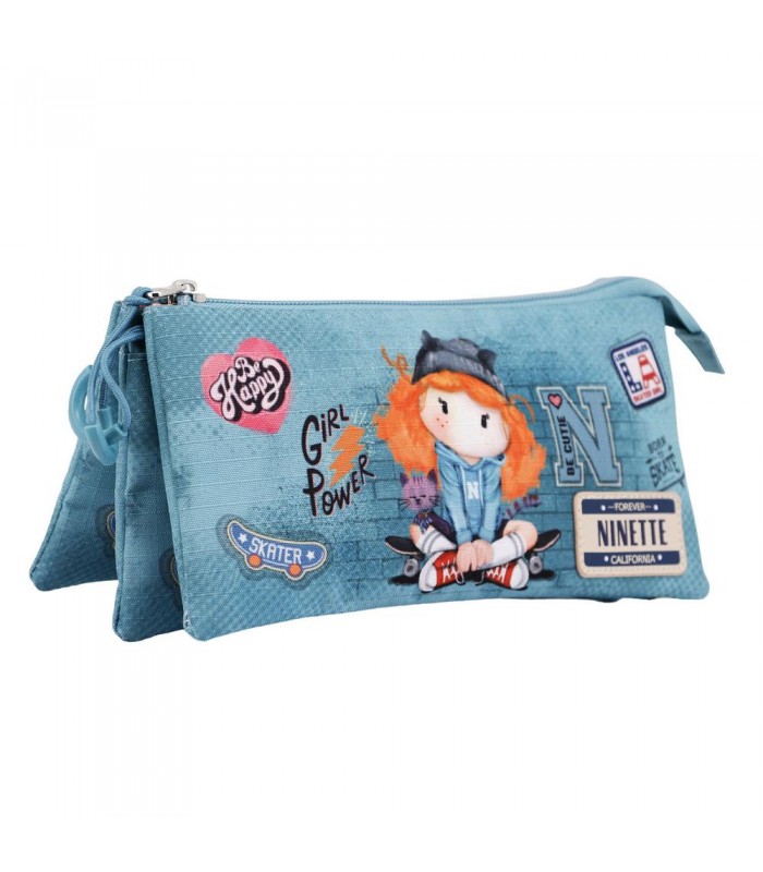 Estuche triple Ninette verde agua