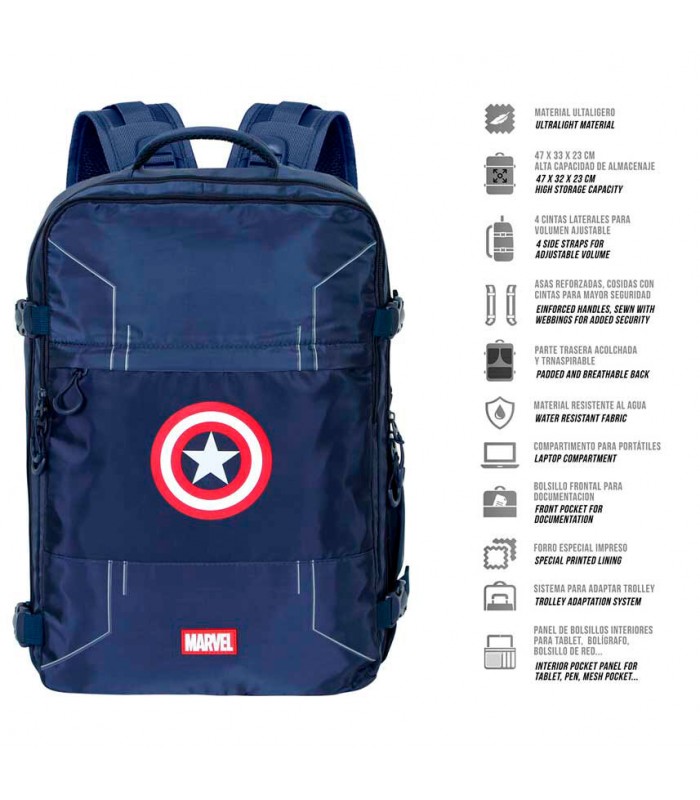Mochila Capitan America Marvel 49cm Sipecusa