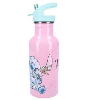 BOTELLA ALUMINIO TERMICA CON PAJITA 500ML STITCH T