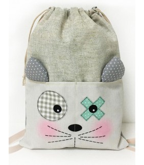 Mochila Saquito Ratoncito Gris