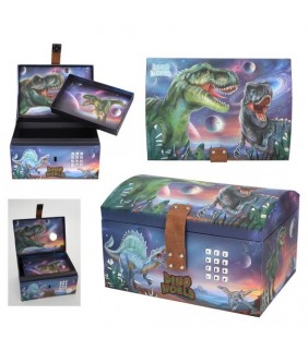 Dino World cofre del tesoro con código  sonido y l