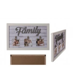 Marco de madera blanco  Family con 3 clips