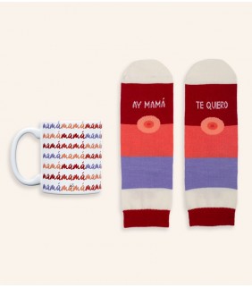 KIT TAZA   CALCETINES  AY MAMÁ  TE QUIERO 