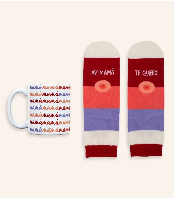 KIT TAZA   CALCETINES  AY MAMÁ  TE QUIERO 