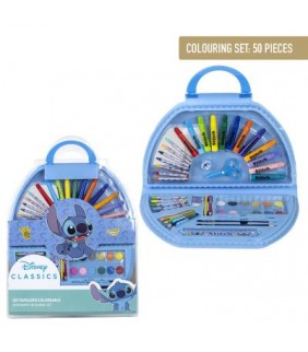 Set Papelería Coloreable 50 Piezas Stitch