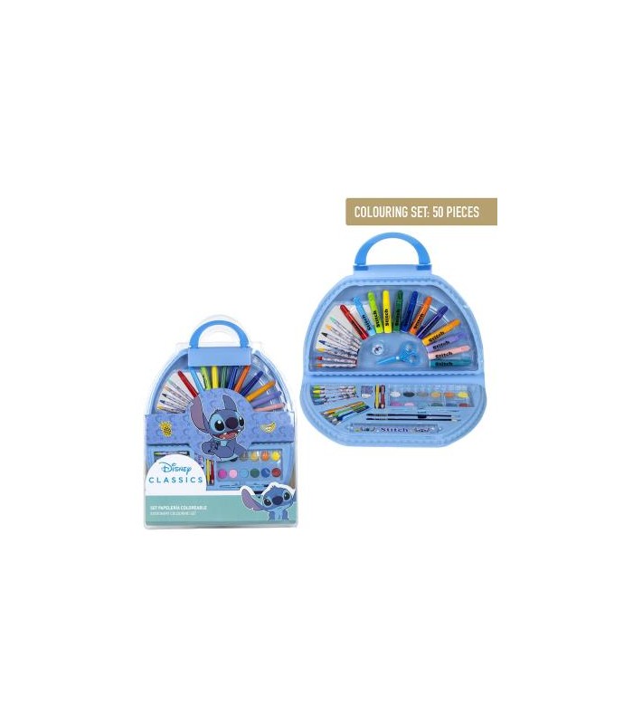 Set Papelería Coloreable 50 Piezas Stitch
