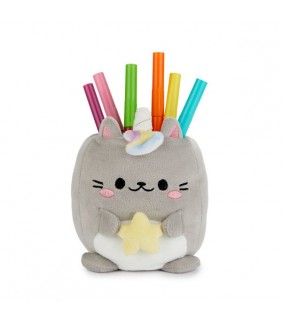 Portalápices Fluffy Kawaii Starry gris