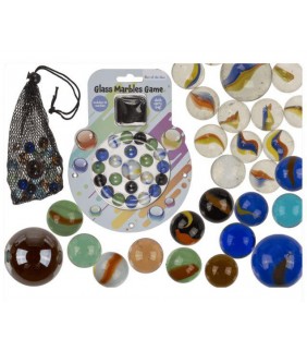 Juego de canicas de cristal  con bolsa de tela