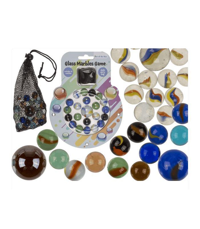 Juego de canicas de cristal  con bolsa de tela