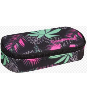 Estuche ovalado Flores negro