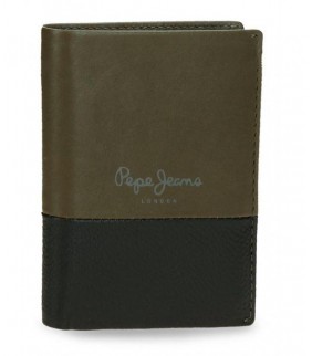 CARTERA DE PIEL DUAL VERTICAL VERDE CAQUI SIPECUSA