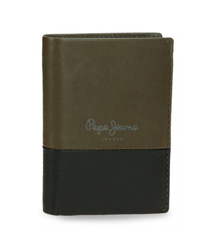 CARTERA DE PIEL DUAL VERTICAL VERDE CAQUI SIPECUSA