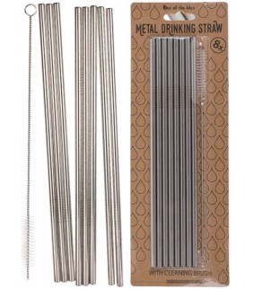 Pajitas de metal con cepillo para limpiar