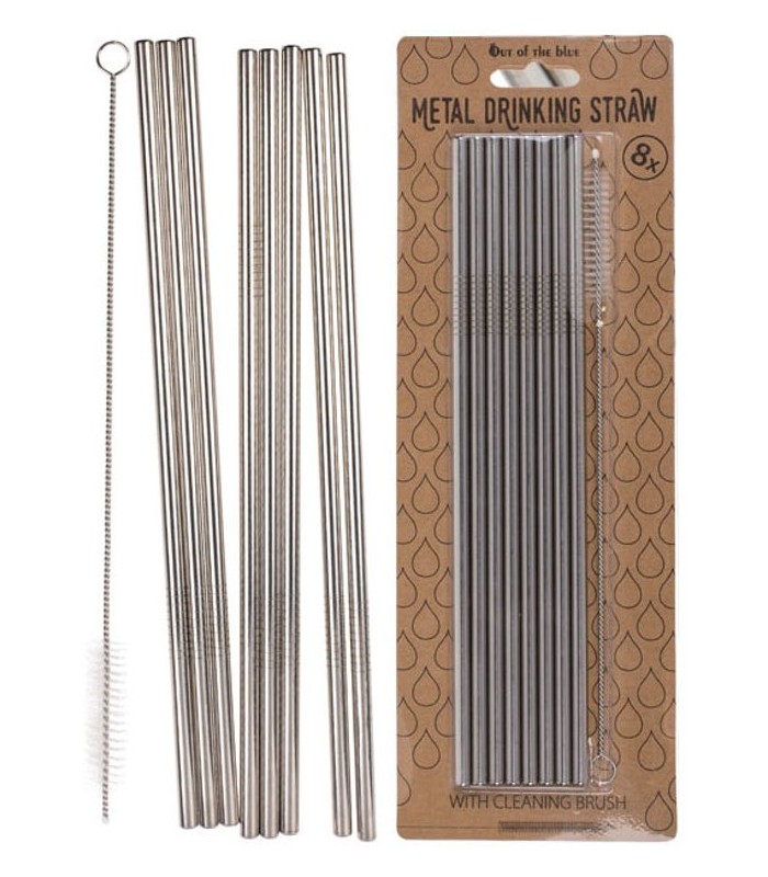 Pajitas de metal con cepillo para limpiar