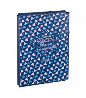 Carpeta goma 3 solapas Azul marino Triangulos