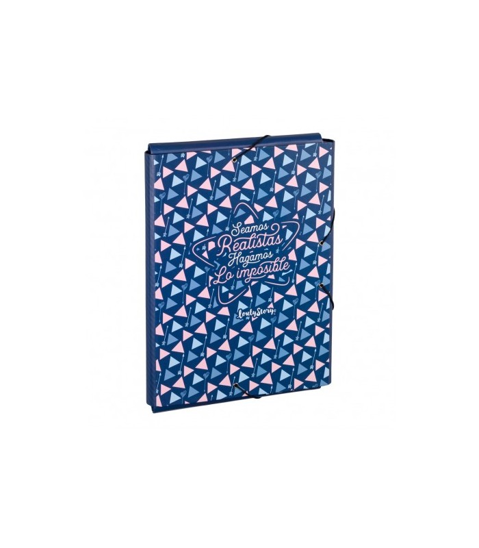 Carpeta goma 3 solapas Azul marino Triangulos