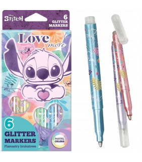 ROTULADORES GLITTER 6 UNIDADES STITCH