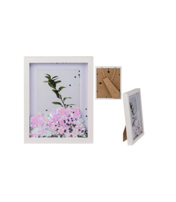 Cuadro de madera  Silver Flower Glitter