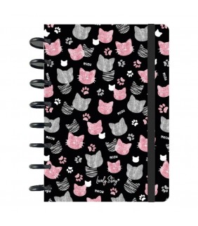 CUADERNO / NOTEBOOK A5 CUADRICULA - BLACK MIAU