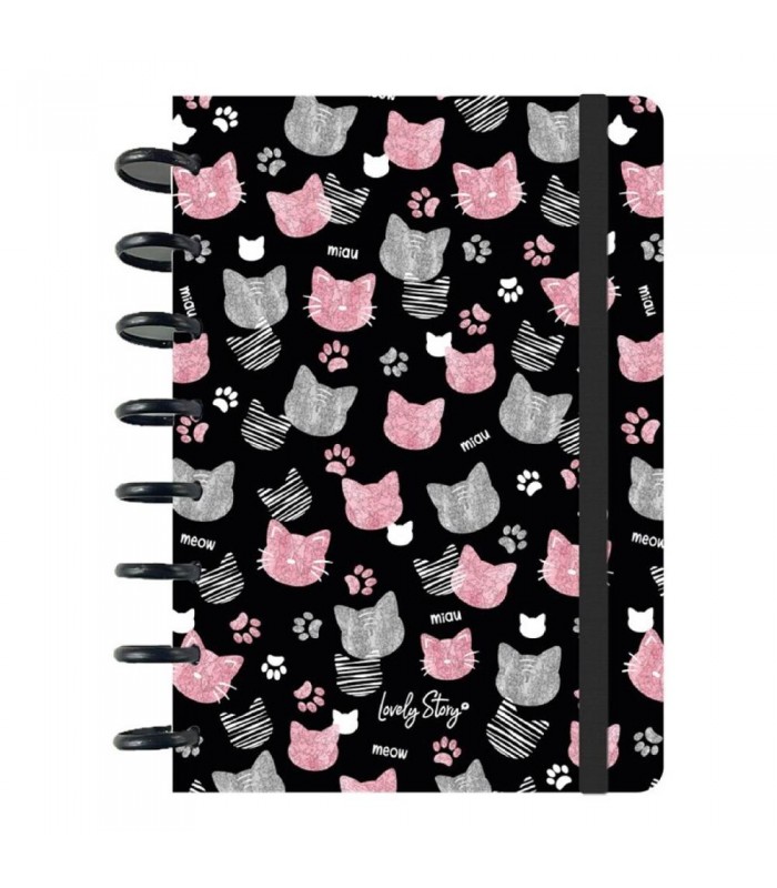 CUADERNO / NOTEBOOK A5 CUADRICULA - BLACK MIAU