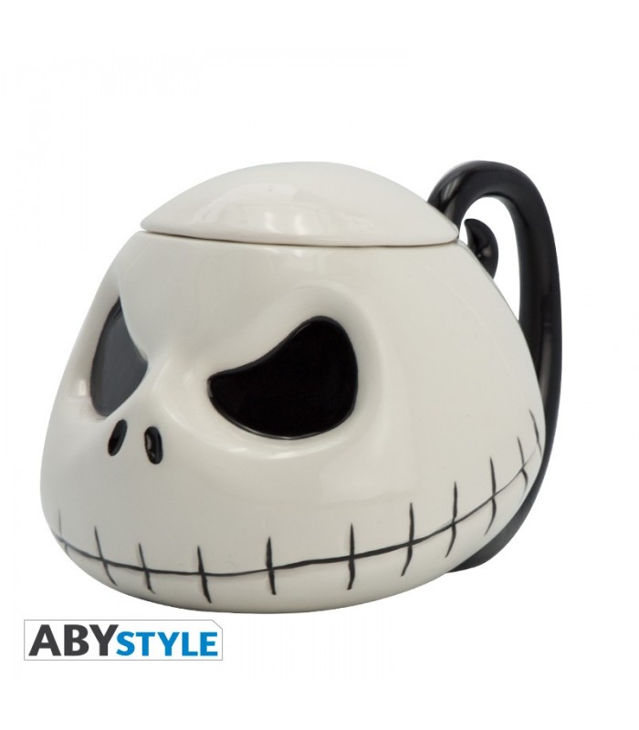 TAZA CON TAPA 3D JACK SKELLETON 