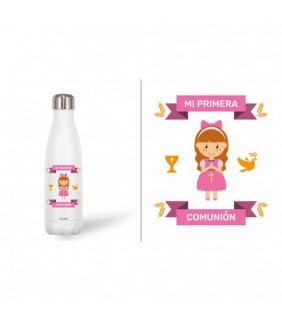 BOTELLA 1º COMUNION NIÑA ACERO INOX-TERMO - 001
