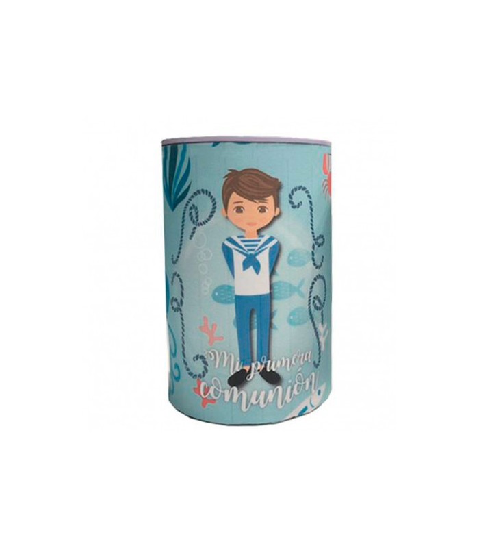 HUCHA METALICA REDONDA COMUNION NIÑO 13*8 CMS - 85