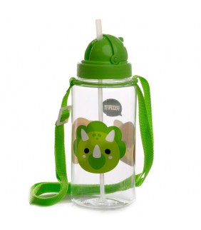 Botella de Agua Infantil con Pajita - Dinosaurios 