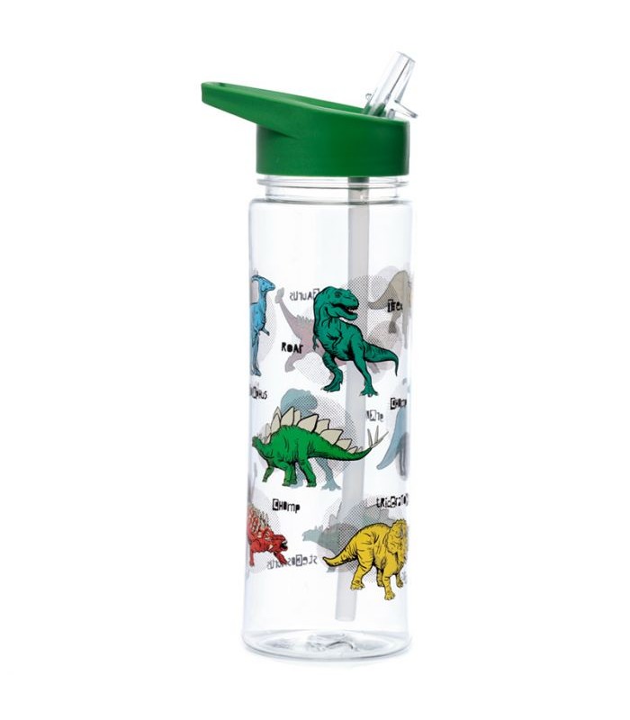Botella de Agua Inastillable con Pajita y Asa Dino