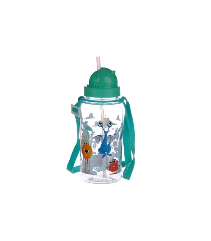 Botella de agua infantil con pajita Monstruos