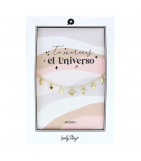 PULSERA DE ACERO DORADA  TE MERECES EL UNIVERSO 