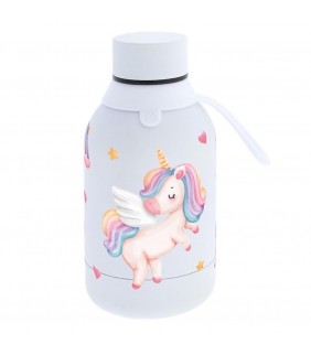 BOTELLA TÉRMICA UNICORNIO CORAZONES CON TAPON