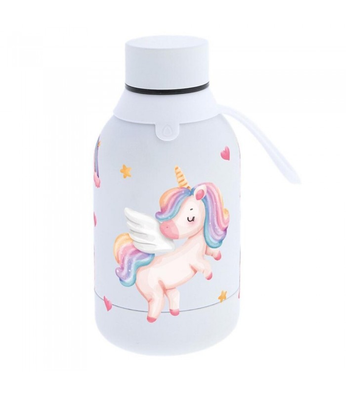 BOTELLA TÉRMICA UNICORNIO CORAZONES CON TAPON