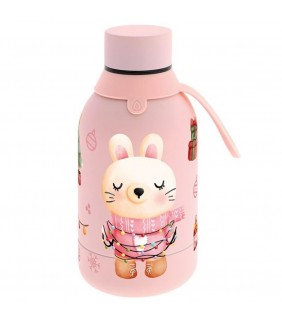 BOTELLA TÉRMICA 350ML - PEACH - RABBIT XMAS FRIEND