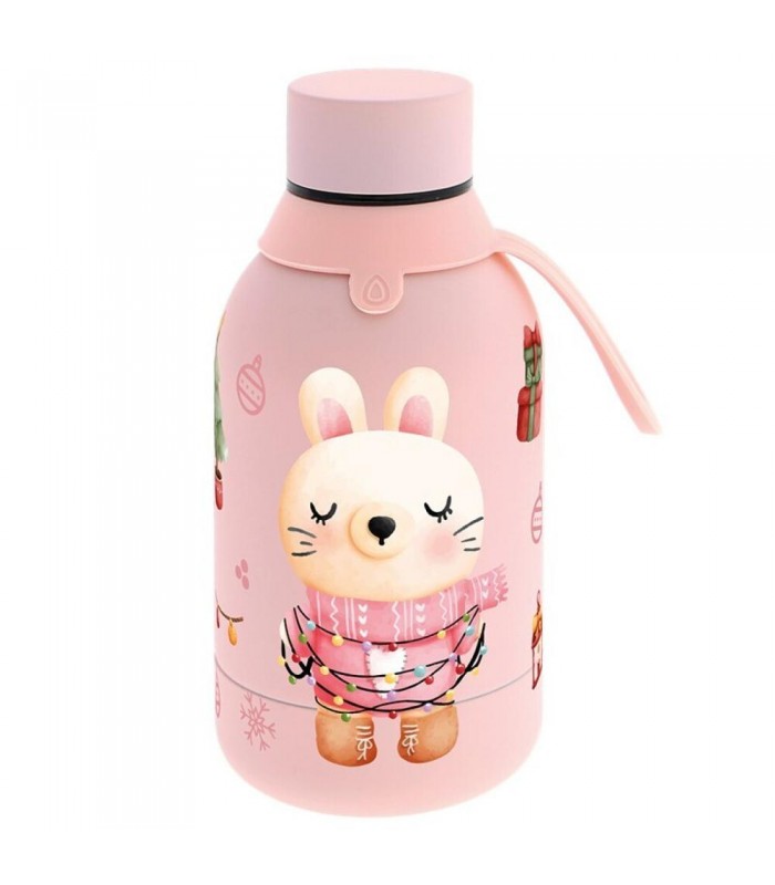 BOTELLA TÉRMICA 350ML - PEACH - RABBIT XMAS FRIEND