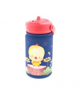 THERMAL BOTTLE WITH ADAPTER 330ML - DARK BLUE/RED 