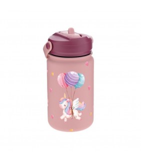 BOTELLA TÉRMICA UNICORNIO CON GLOBOS