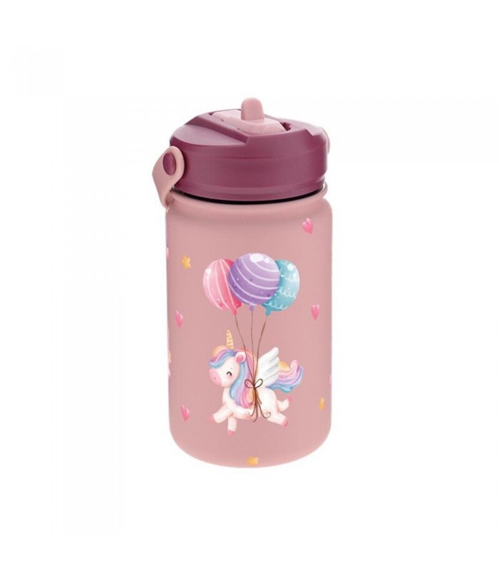BOTELLA TÉRMICA UNICORNIO CON GLOBOS