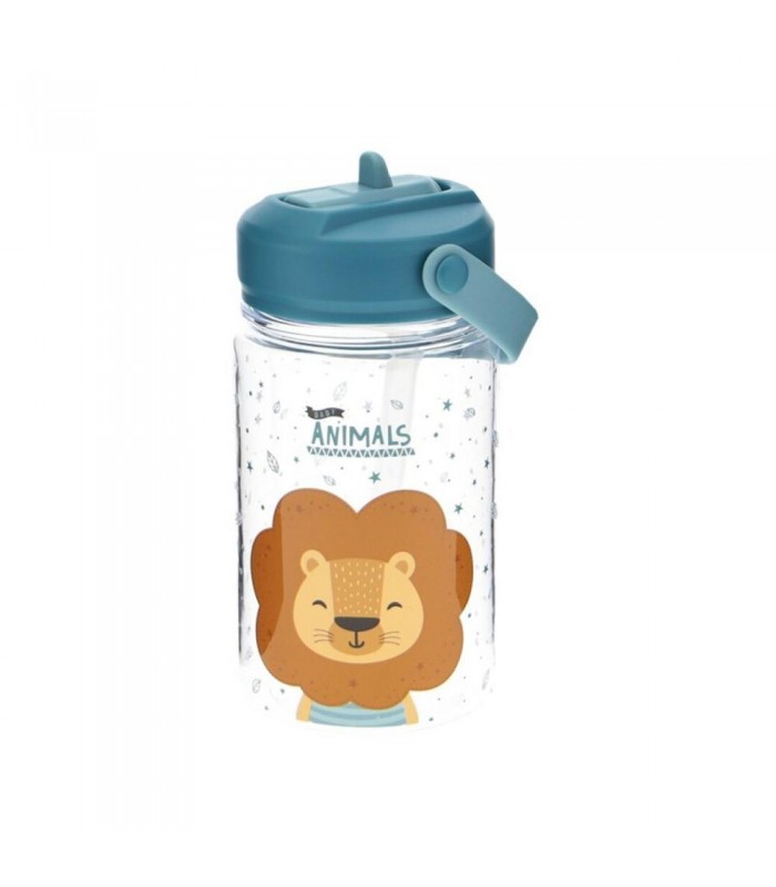 Botella de tritán con tapón infantil con pajita 