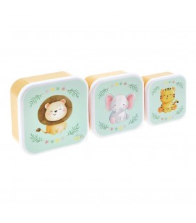 SET 3 CAJITAS DE ALMUERZO INFANTIL - ANIMALS
