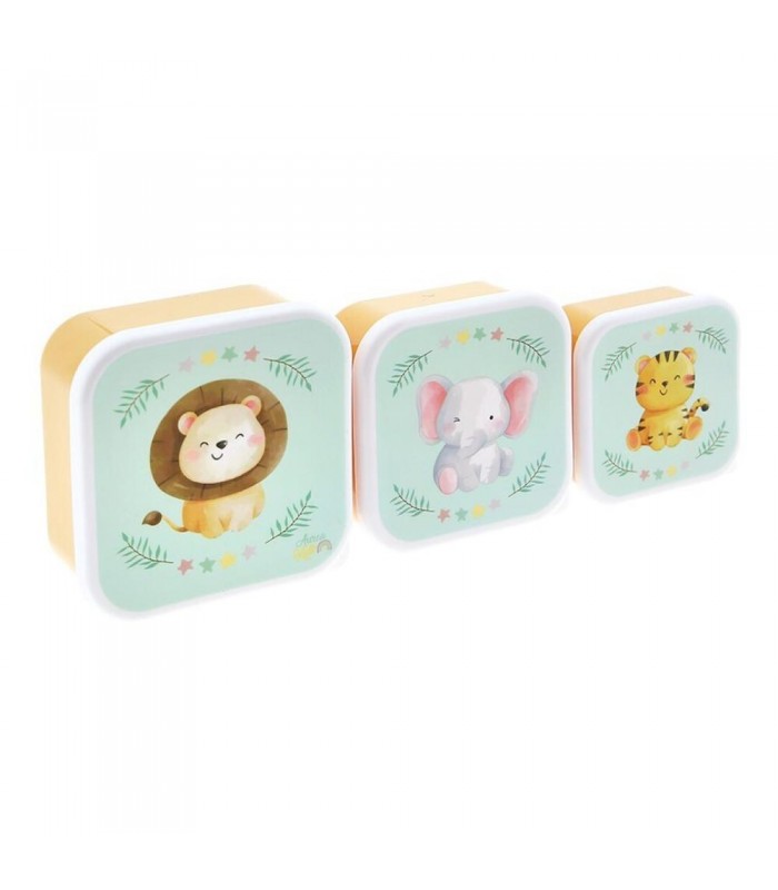 SET 3 CAJITAS DE ALMUERZO INFANTIL - ANIMALS